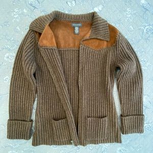 Banana Republic brown wool/leather sweater jacket